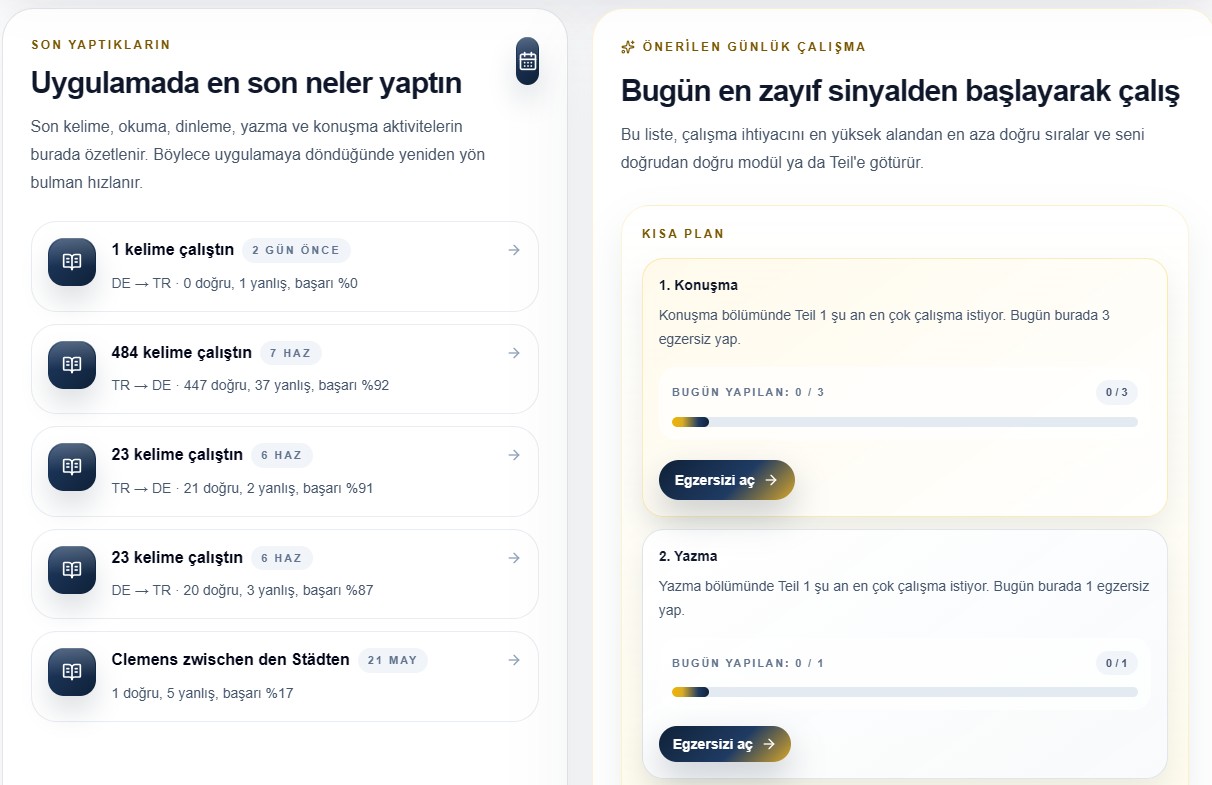 DeutschGate ana sayfa son yaptıkların ekranı